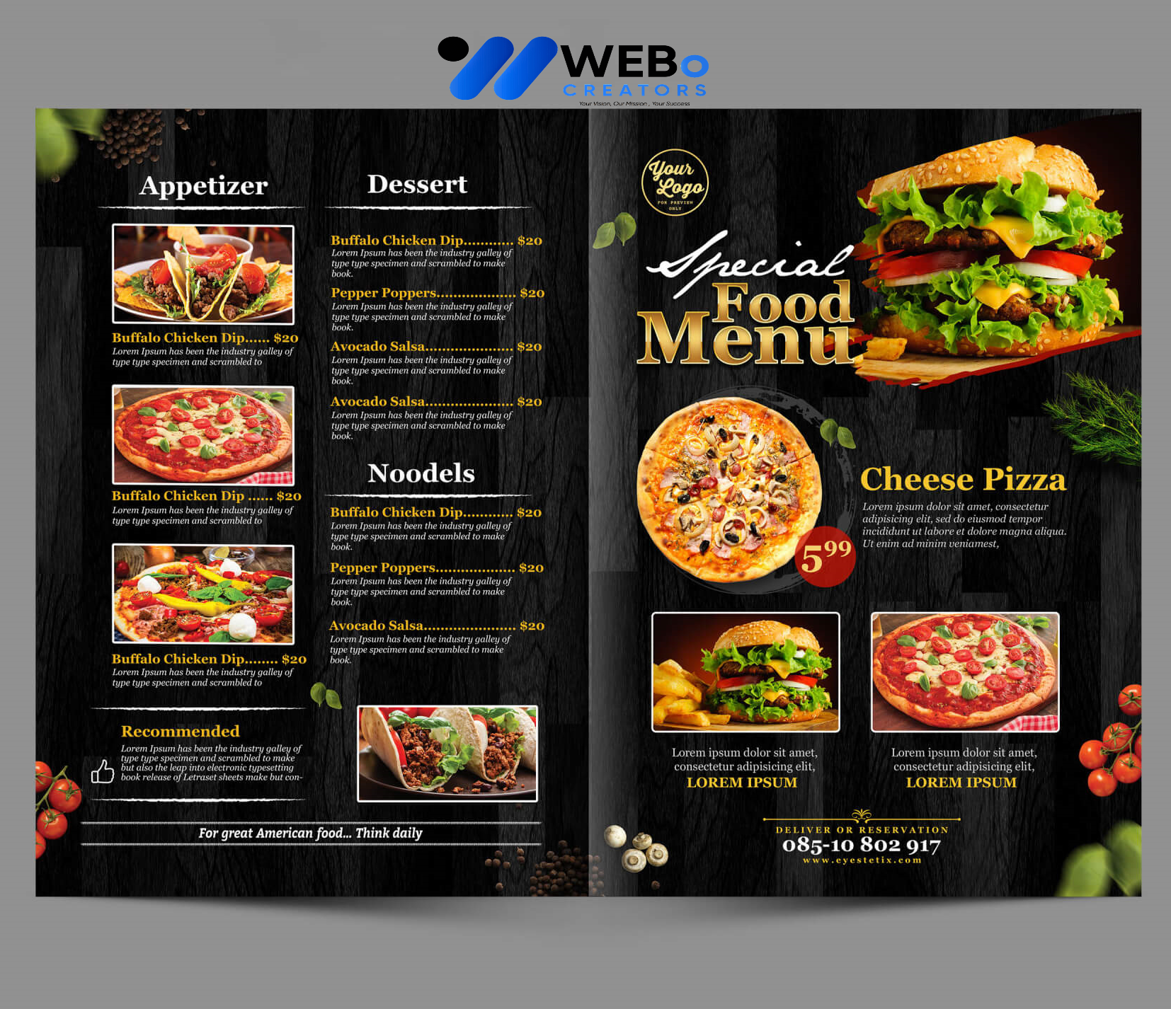 Modern restaurant menu design Edinburgh, UK 2026 café menu layout food branding design services